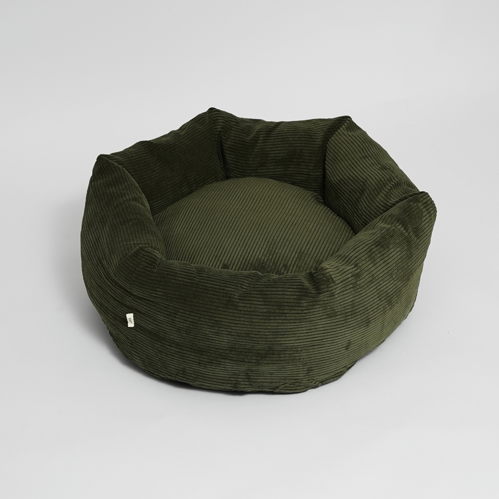 Luna 3.0 Dog Bed in Moss Green Corduroy: Small Plus