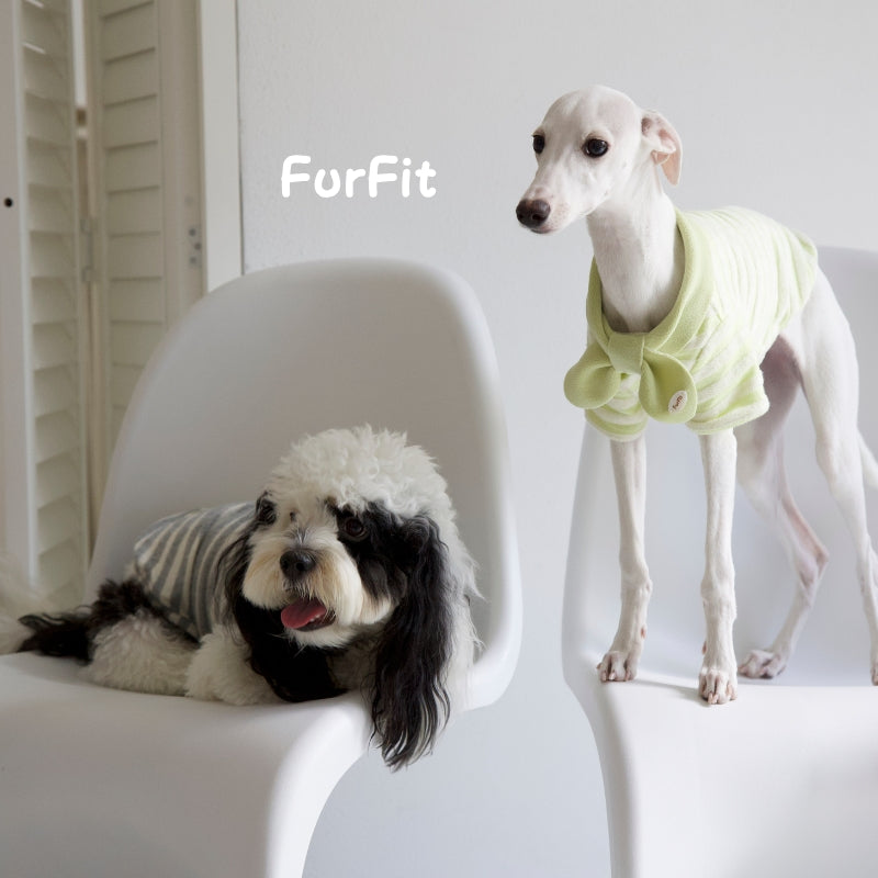 "Puff Stripe Bow" Dog Sweatshirt