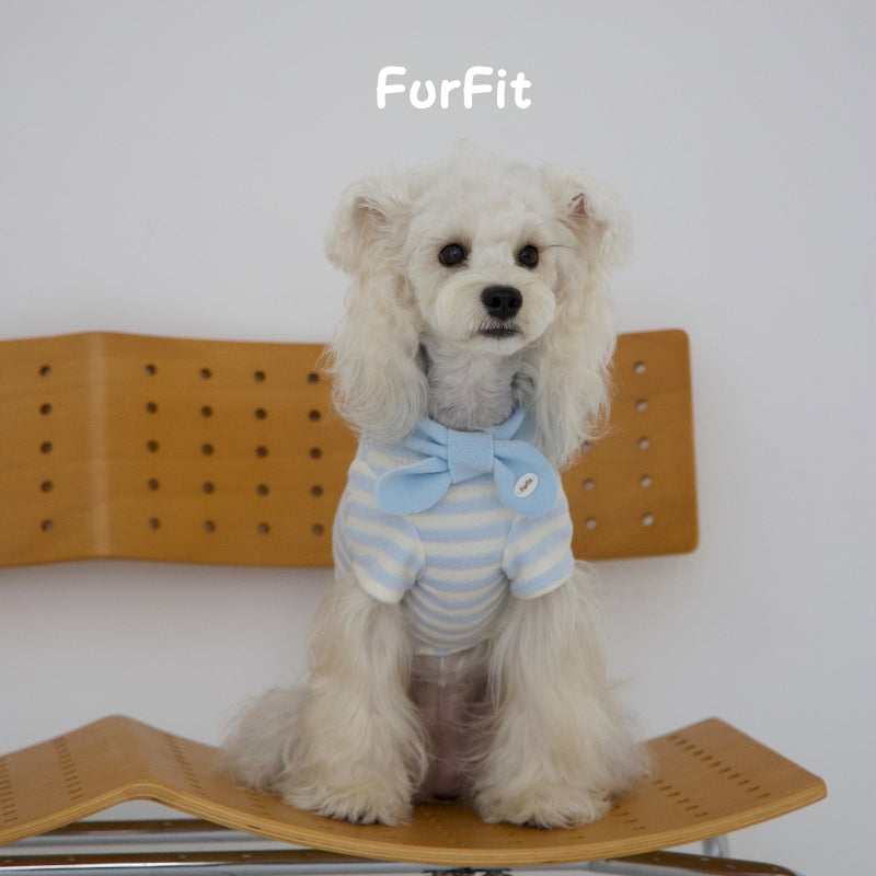 "Puff Stripe Bow" Dog Sweatshirt