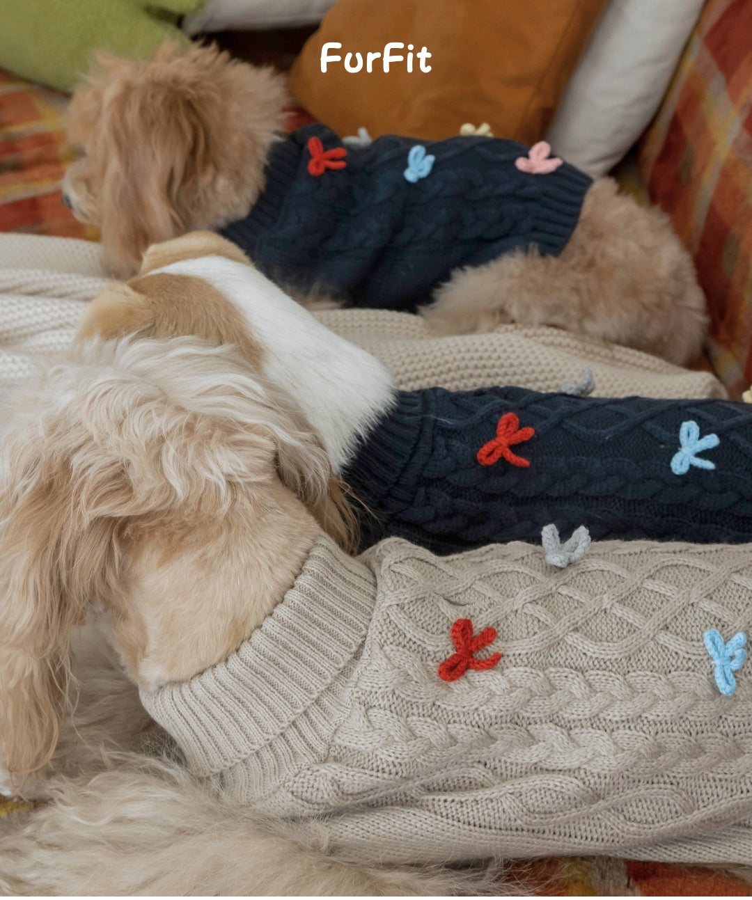 "Warm Bow" Dog Sweater