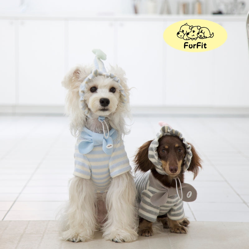 "Puff Stripe Bow" Dog Sweatshirt