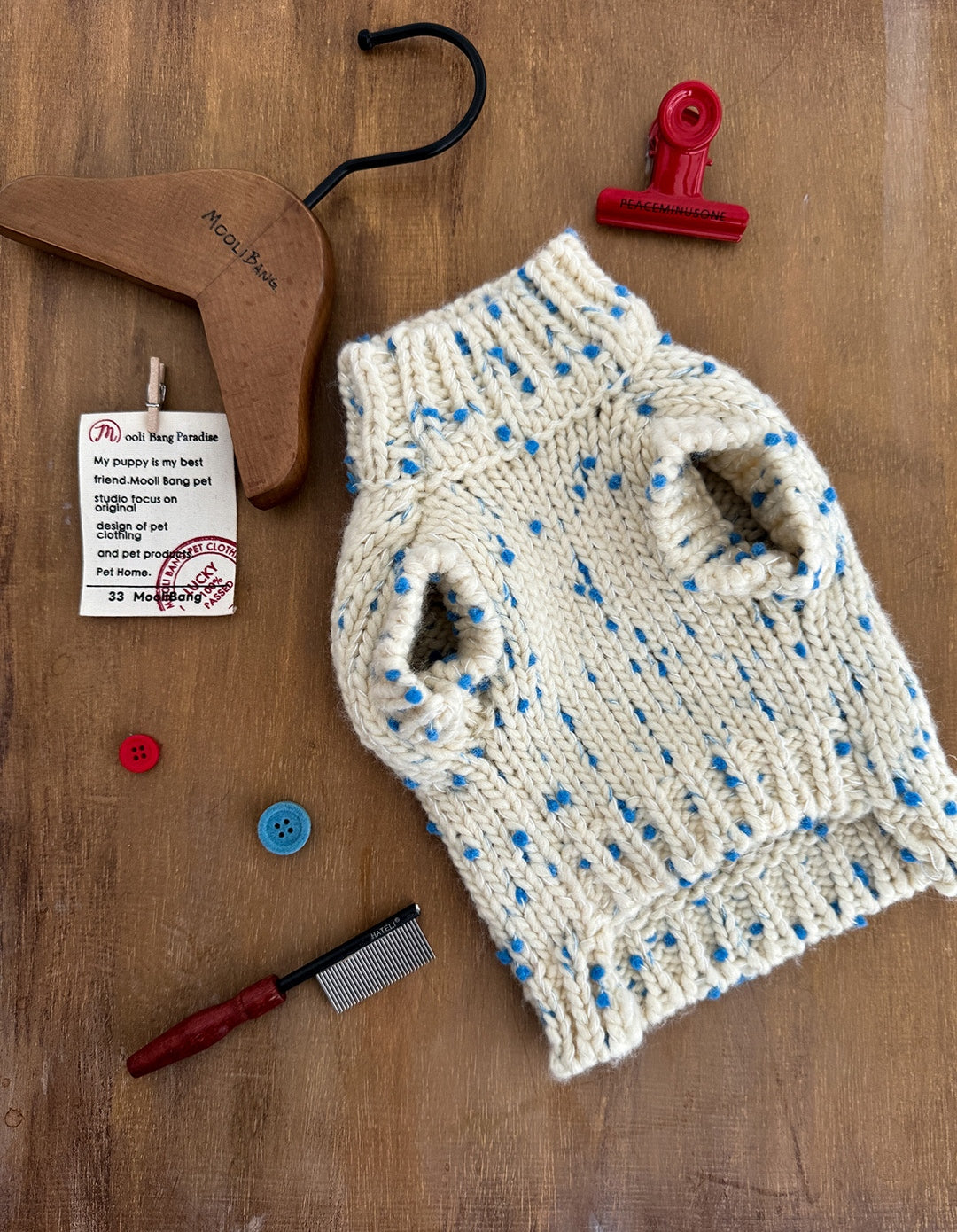 "Blue Polka Dots" Dog Sweater