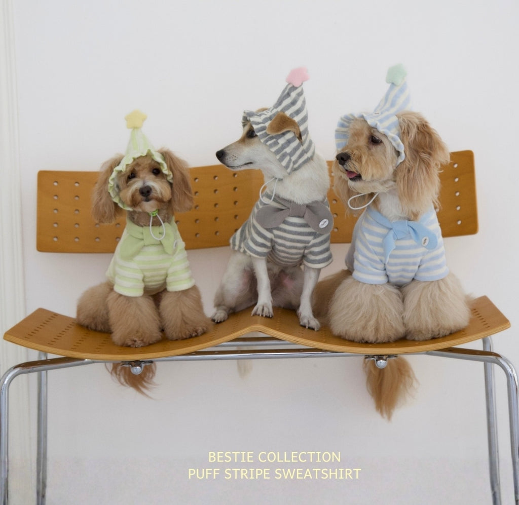 "Puff Stripe Bow" Dog Sweatshirt