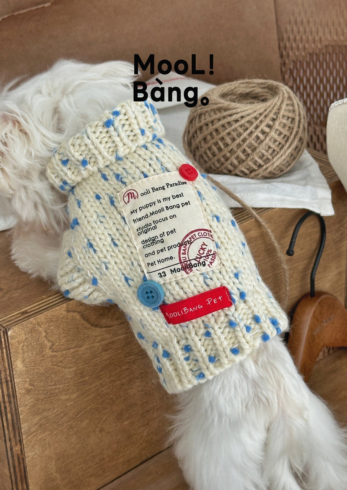 "Blue Polka Dots" Dog Sweater