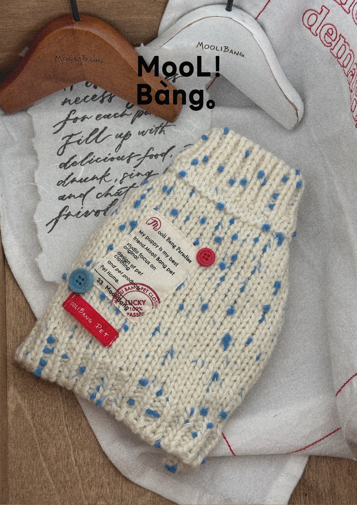 "Blue Polka Dots" Dog Sweater