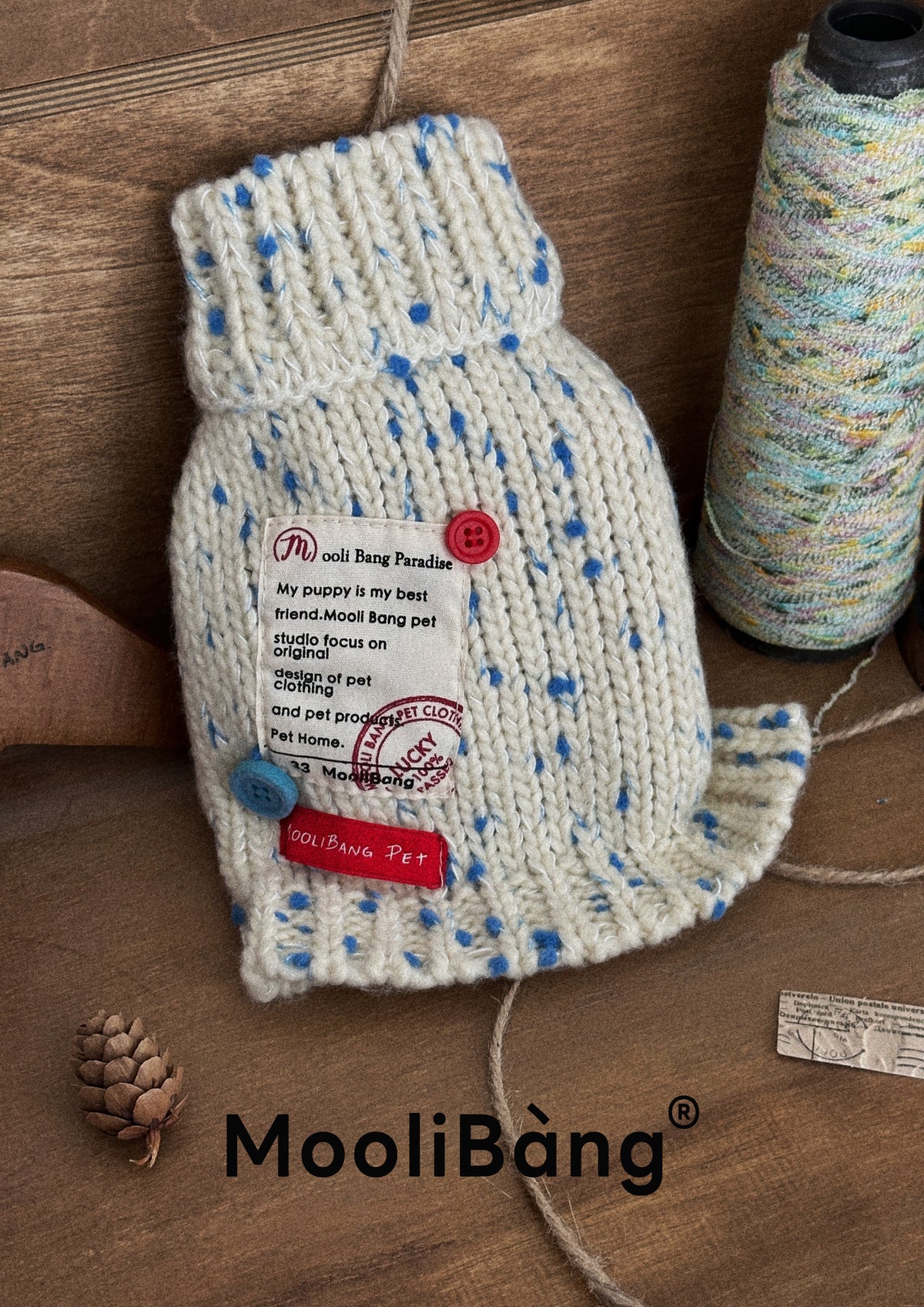 "Blue Polka Dots" Dog Sweater